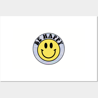 Be Happy Trippy Smiley Face Posters and Art